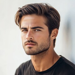 Obraz premium closeup of beautiful caucasian man model on light background