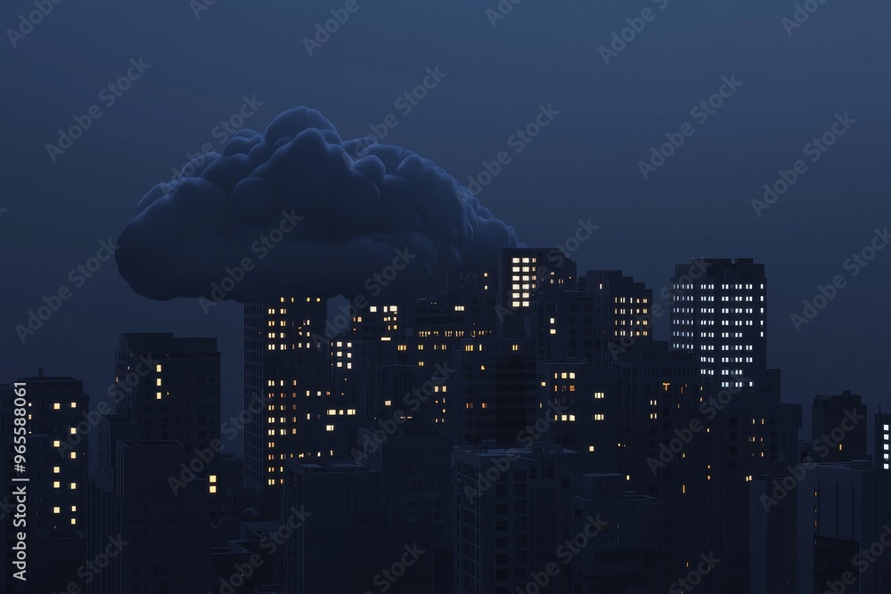 Poster using cloud computing in a smart city. wireless internet communication in a smart city. stock.