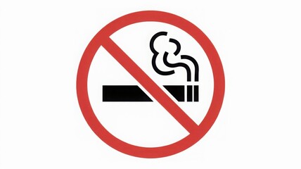 Vector illustration of a no smoking sign in red, isolated on white background.