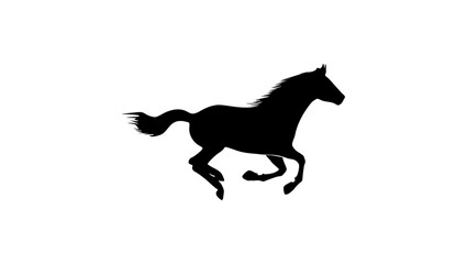 Running mustang horse, black isolated silhouette