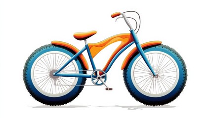 Fototapeta premium Orange and Blue Fat Tire Bicycle.