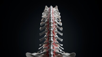 Symmetry in the Vertebral Column, Analyze the symmetrical structure of the vertebral column, with each vertebra aligned along a central axis.