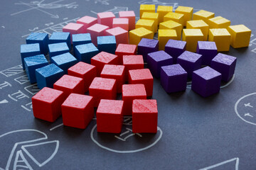 Colorful cubes symbolizing marketing segmentation. Targeted strategies.