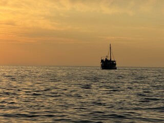 Sunset see on a boat 