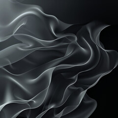 Obraz premium Abstract black background with soft waves and light lines for elegant design 