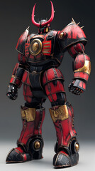 In the Japanese tokusatsu style of the Showa period, present the image of a huge robot