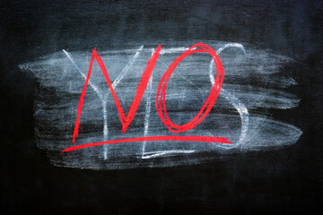 The word No over a erased yes as a symbol of rejection or decision-making.