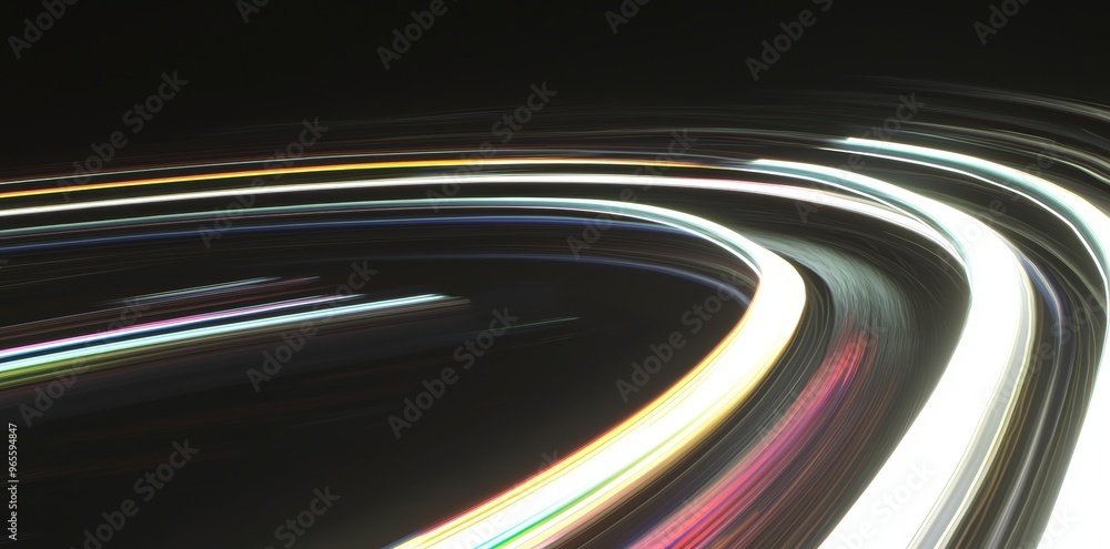 Poster long exposure dynamic speed light trails background. generated using stock