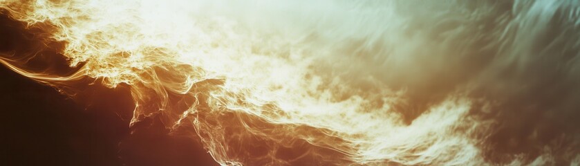 Ethereal flames dance in mesmerizing display of light and color, creating an abstract composition that evokes sense of warmth and energy. interplay of light and shadow adds depth to this captivating i