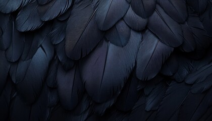 Fototapeta premium Close-Up of Black Feathers with Intricate Texture in Soft Lighting