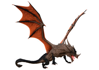 3D Rendering Fairy Tale Dragon on White