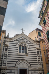 Facade of the oratory of the black brotherhood, with Latin inscription of 