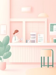 Welcoming Mammogram Clinic with Supportive Flyers and Cozy Interior Design