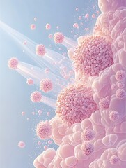 Vibrant Microscopic Cancer Cell Radiation Therapy Abstract