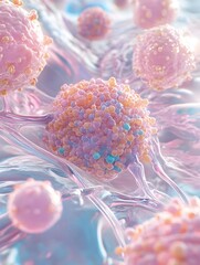 Surreal Microscopic Visualization of Breast Cancer Cells in Oncology Research Lab