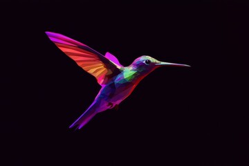 Naklejka premium Using modern colors and mood social background Stock technology, this abstract geometric hummingbird concept is beautiful.