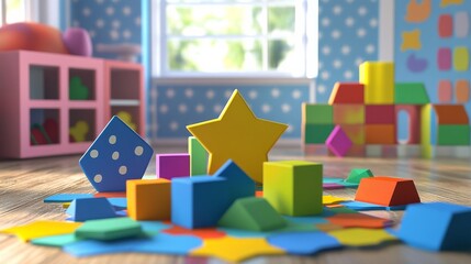 Fototapeta premium Colorful Blocks for Kids Playroom.