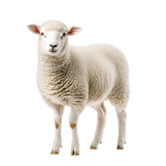 Fototapeta premium Adorable White Sheep Standing on Background - Isolated Farm Animal Portrait