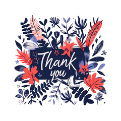 Fototapeta premium Thank you card with floral design. Perfect for expressing gratitude for any occasion. 