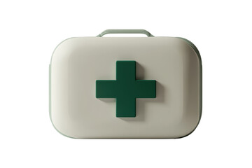 A minimalist first aid kit featuring a solid green cross design, suitable for medical emergencies and health-related needs