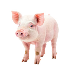 Adorable Pink Piglet Standing on Background, Isolated Farm Animal Image for Agricultural and Educational Use