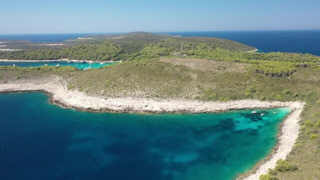 Drone Aerial View of Uvala Perna, Pakleni Islands - Croatia&rsquo;s Hidden Gem