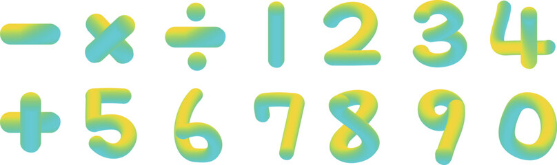 Soft flexible neon 3D vector isolated letters and numbers