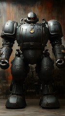 Fototapeta premium In the Japanese tokusatsu style of the Showa period, present the image of a huge robot