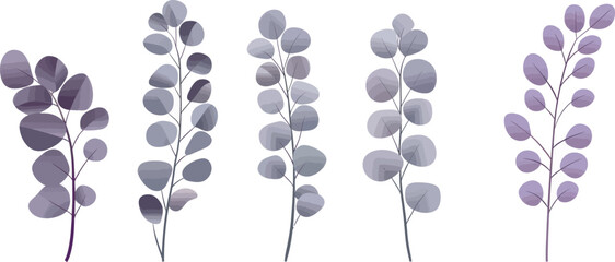 Elegant wedding save the date card design with eucalyptus logo and floral branch in a baby blue color.