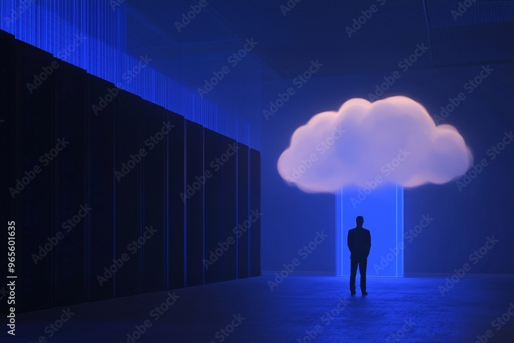 Poster network management, modern data center, cloud networking, and ai generated security