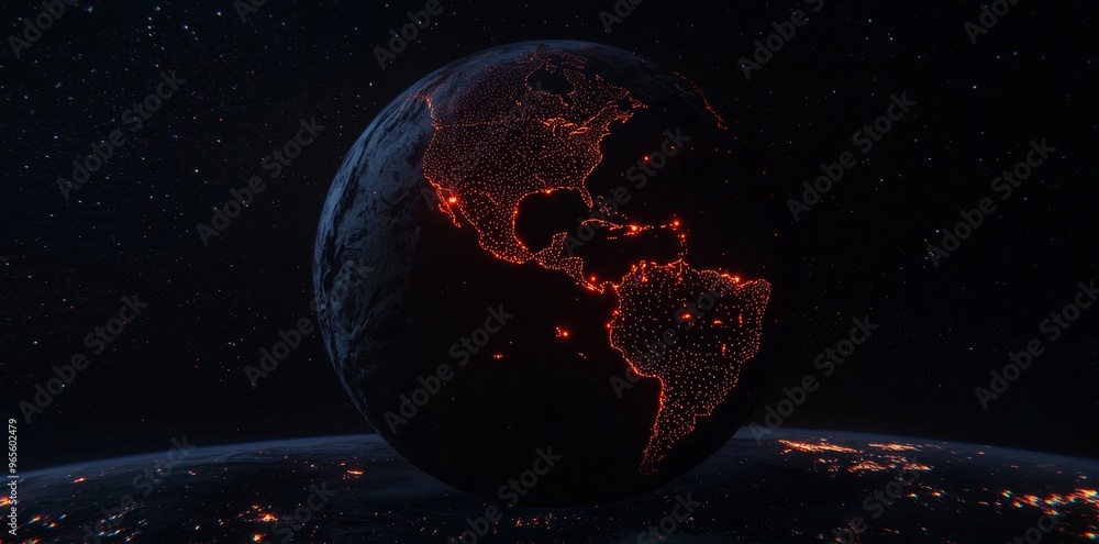 Poster a globe with satellite communications and generative stock