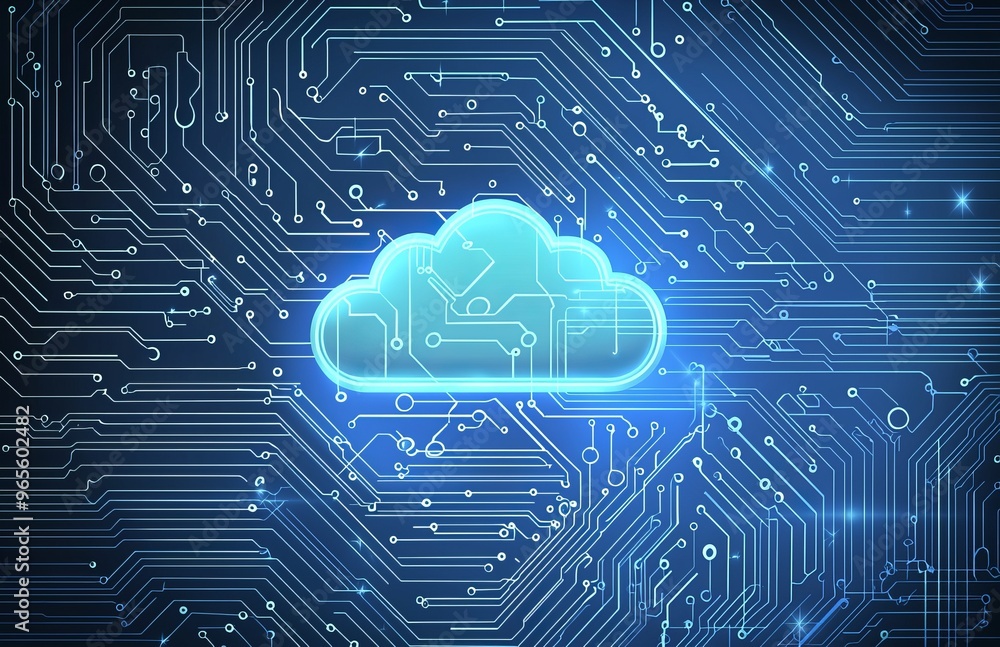 Poster An online storage and cloud computing concept. Is a network of computers connected with internet servers for transferring, storing, and transferring data securely.