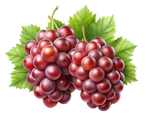 Fototapeta premium Clusters of red grapes isolated on a transparent background PNG