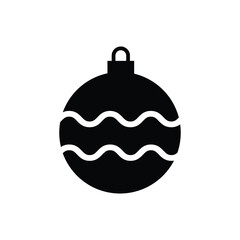 Christmas ball black and white flat vector icon design. Christmas ball symbol and clip art