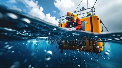 A Researcher Investigates the Potential of Floating Objects Beneath the Waves of the Ocean