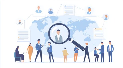 Recruitment management Business concept. Relationship Management with global structure. Human Resources. Management recruitment employment headhunting concept. Human Resource Management concept.