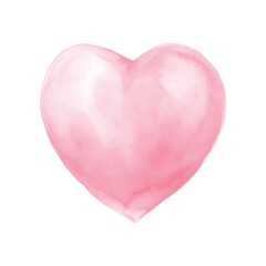 Hand-painted watercolor pink heart isolated on white background