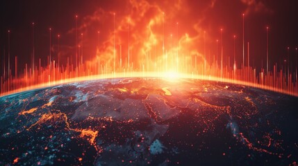 Fototapeta premium Witness the Rising Global Temperatures and its Consequences on Earth's Future in Vivid Color.