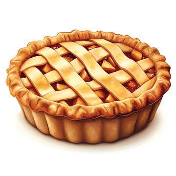 Crispy freshly baked classic apple pie with a golden crust isolated on white in flat vector style new beautiful stock image illustration AI