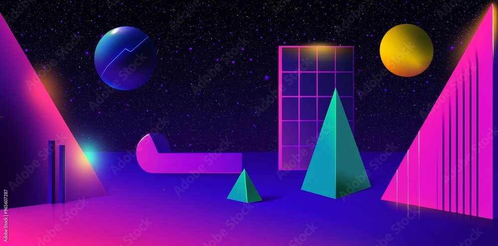 Poster an abstract background with a digital glitch effect. intriguing cyberpunk design. retro flashbacks o
