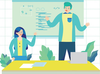 Business people characters working in the office.