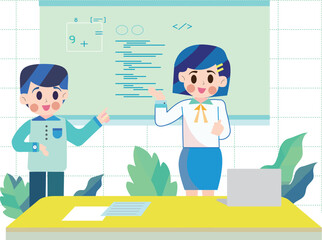 Business people characters working in the office.