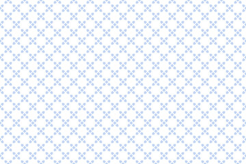 Abstract Seamless Diagonal Outline Geometric Checked Light Blue Pattern. White Textured Background. 