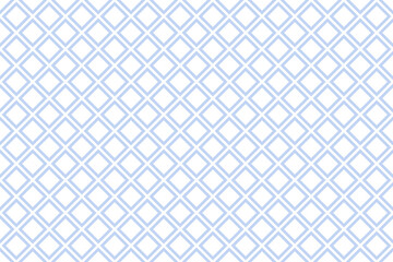Abstract Seamless Diagonal Outline Geometric Checked Light Blue Pattern. White Textured Background. 