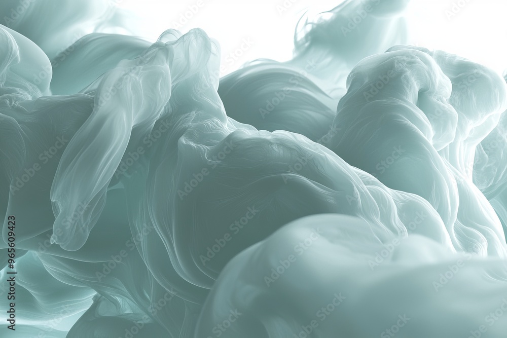 Poster this is an ethereal generative ai image of an abstract blooming shape infused with teal and turquois