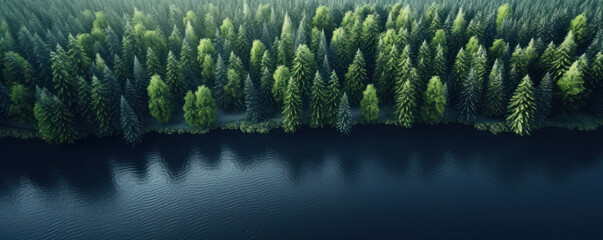 nature banner of forest and water in wilderness