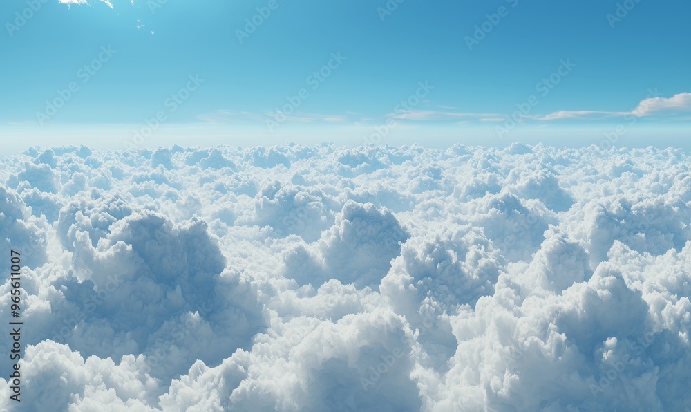 Wall mural Sky view from a plane window of clouds. Generative stock