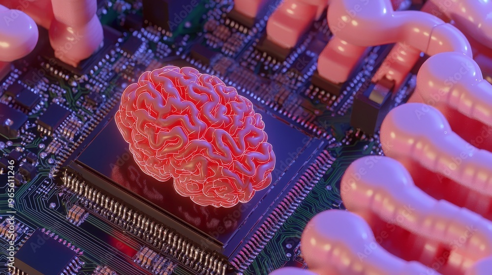 Poster experience the ai brain combating hackers and viruses, safeguarding the future of technology with re