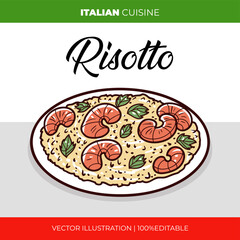 Risotto italian cuisine vector illustration
