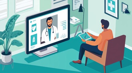 Doctor is having a video consultation with a patient using telemedicine technology